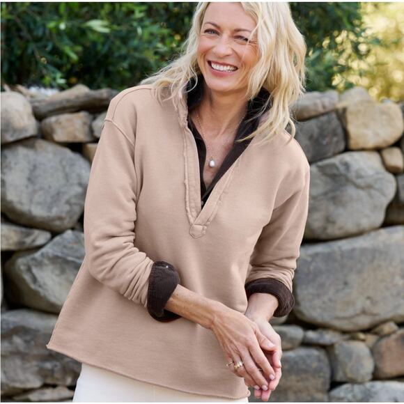 Frank & Eileen Patrick Triple-Fleece Popover Henley Top Toast Size Small NWOT - Picture 1 of 12